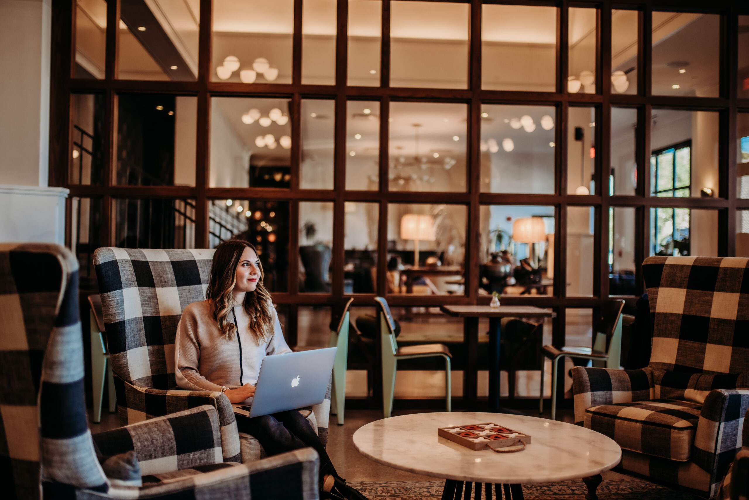 Showit website designer in coffeeshop